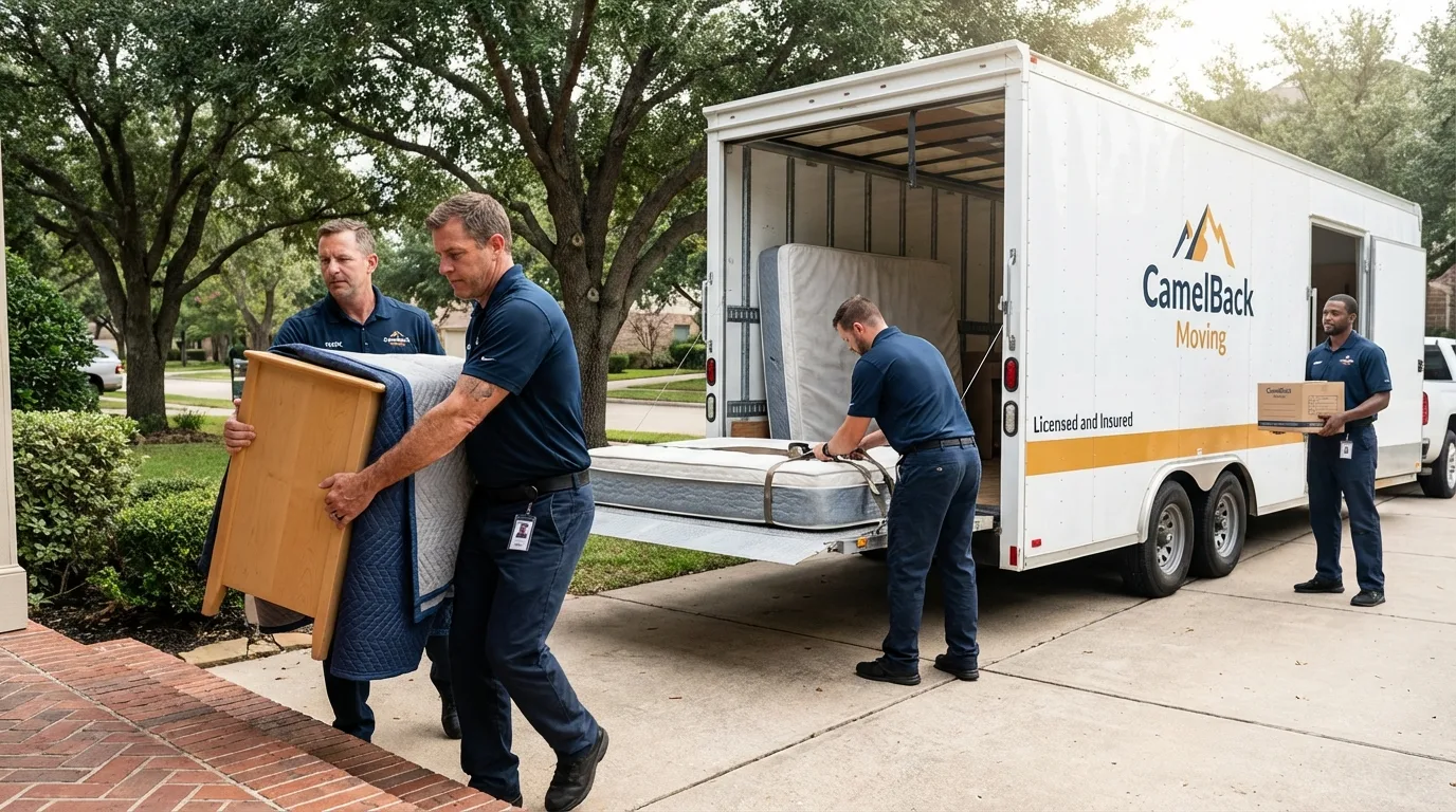 Crew loading residential truck for cross-state move from Westhampton Beach, NY